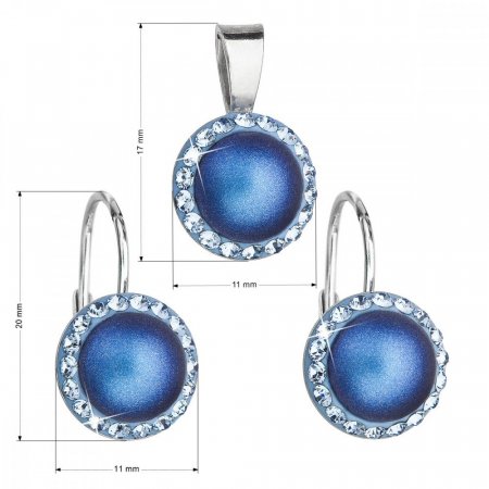 Sada šperků s krystaly Swarovski náušnice a přívěsek s tmavě modrou matnou perlou kulaté 39091.3 Dark Blue