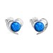 Strieborné náušnice srdca s modrým syntetickým opálom 31259.3 Blue