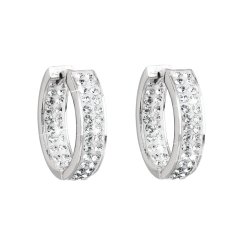 Stříbrné náušnice kruhy s krystaly Swarovski bílý kruh 31120.1 Krystal