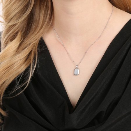 Stříbrný náhrdelník s perletí oboustranný 12154.1 bílý