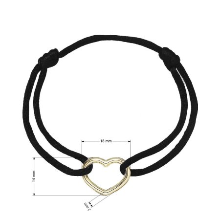 Kabbalah náramek s pozlaceným srdcem 13093.3 black