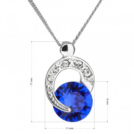 Strieborný náhrdelník s kryštálmi Swarovski modrý okrúhly 32048.3 Majestic Blue