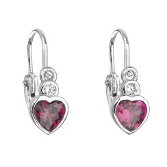Stříbrné dětské náušnice visací se zirkonem růžové srdce 11178.3 Fuchsia
