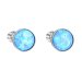 Stříbrné náušnice pecky se syntetickým opálem světle modré kulaté 11001.3 Lt. Blue s. Opal