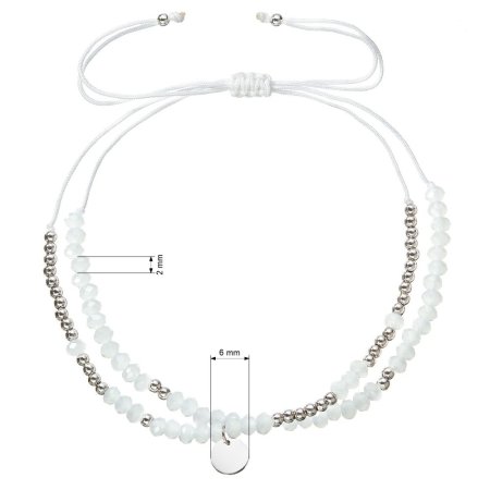Textilný náramok biele korálky 13038.1 white