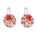 Stříbrné náušnice visací s krystaly Swarovski mix barev oranžová kulaté 31176.3 sanset