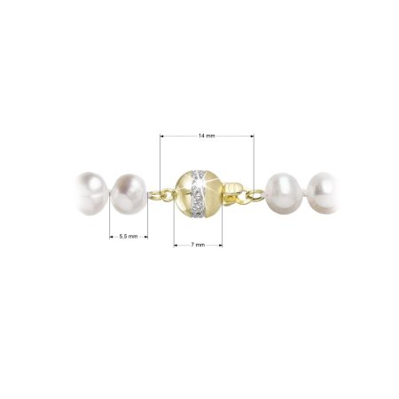 Perlový náramok z riečnych perál so zapínaním zo 14 karátového zlata 923001.1/9266A biely
