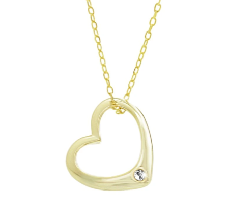 Strieborný náhrdelník zlaté srdce so Swarovski Elements Krystal