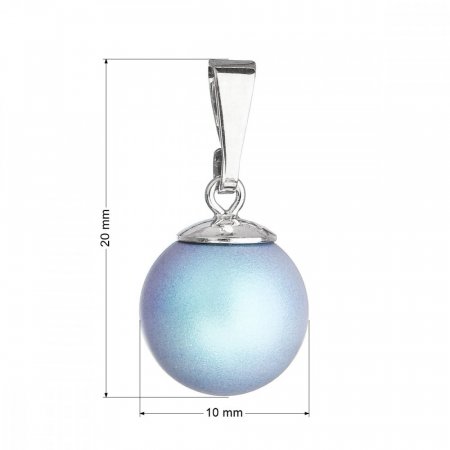 Stříbrný přívěšek s kulatou světle modrou matnou Swarovski perlou 34150.3 Light Blue