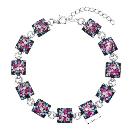 Strieborný náramok so Swarovski kryštálmi mix farieb 33047.4 Galaxy
