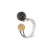 Prsteň sa Swarovski Elements gulička Hematite + Gold Shadow