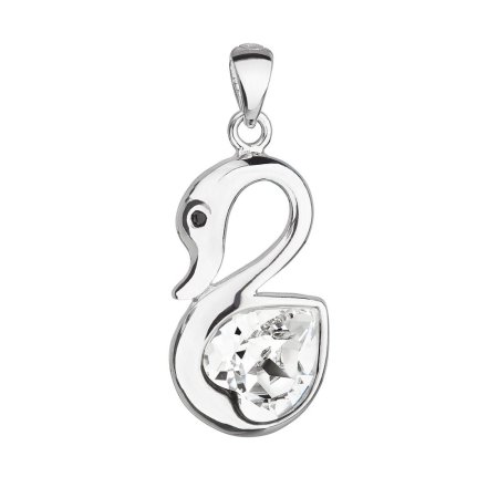 Strieborný prívesok s kryštálom Swarovski biela labuť 34237.1 Kryštál
