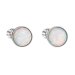 Stříbrné náušnice pecky se syntetickým opálem bílé kulaté 11001.3 White s. Opal