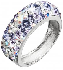 Stříbrný prsten s krystaly Swarovski fialový 35031.3 Violet