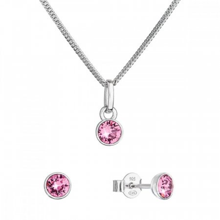 Sada šperků s krystaly Swarovski náušnice, řetízek a přívěsek růžové 39177.3 Rose