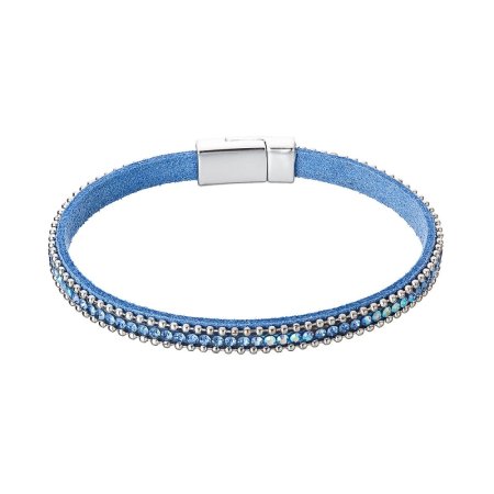 Náramok modrý textilný s kryštálmi 53007.3 lt.sapphire