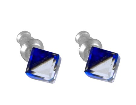 Náušnice so Swarovski Elements kocka Bermuda Blue 6 mm