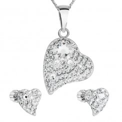 Sada šperkov s kryštálmi Swarovski náušnice, retiazka a prívesok biele srdce 39170.1 Krystal