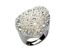 Prsteň sa Swarovski Elements biele srdce veľké Krystal