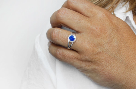 Prsteň tmavo modrý opál so Swarovski Elements Dark Blue