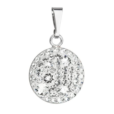 Strieborný prívesok s kryštálmi Swarovski biely okrúhly 34225.1 Krystal