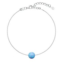 Strieborný náramok so syntetickým opálom svetlo modrý okrúhly 13019.3 Lt. Blue s. Opal