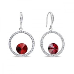 Strieborné náušnice červené so Swarovski Elements Orbita KWCD1122SS39SC Scarlet