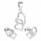 Sada šperkov so zirkónom náušnice a prívesok biele srdce 19015.1