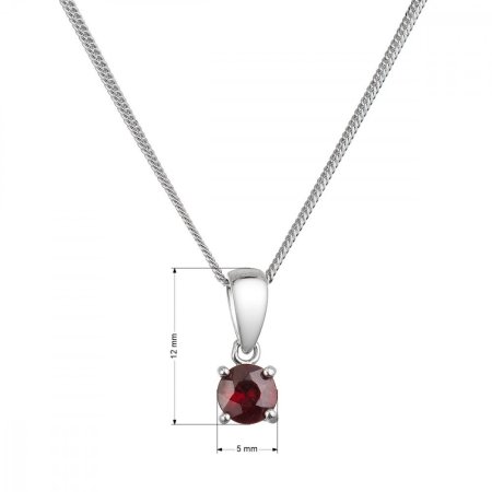 Stříbrný náhrdelník s pravým minerálním kamenem rudý 12078.3 garnet