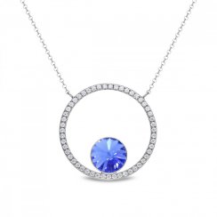 Strieborný náhrdelník modrý so Swarovski Elements Orbita NCD1122SS47SA Sapphire