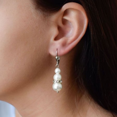 Náušnice so Swarovski Elements 31150.1 biela perla