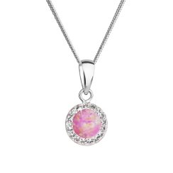 Náhrdelník se syntetickým opálem a křišťály Preciosa růžový 32083.1 Lt.rose
