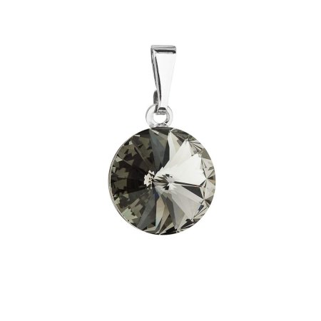 Prívesok šedý Rivoli so Swarovski Elements Black Diamond 12 mm
