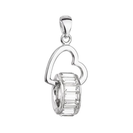 Strieborný prívesok s kryštálmi Swarovski biele srdce 34240.1 Krystal