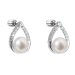 Stříbrné náušnice visací s bílou říční perlou 21033.1B