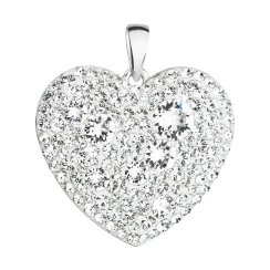 Strieborný prívesok s kryštálmi Swarovski biele srdce 34243.1 Kryštál