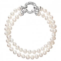Perlový náramek dvouřadý z pravých říčních perel bílý 23013.1