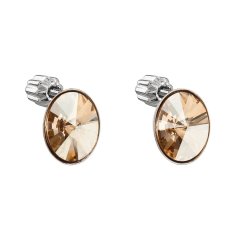 Stříbrné náušnice pecka s krystaly Swarovski zlatý ovál 31274.5 Golden Shadow
