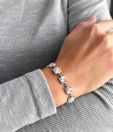 Strieborný náramok so Swarovski kryštálmi ružový 33047.3 Magic Rose