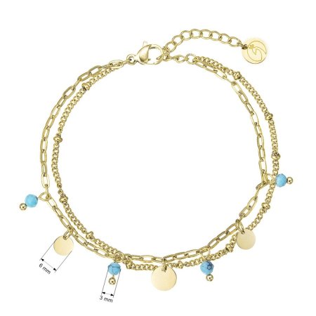 Náramek ocelový s modrým tyrkysem 43100.3