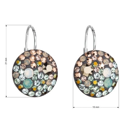 Stříbrné náušnice visací s krystaly Swarovski mix barev kulaté 31176.4 Chameleon