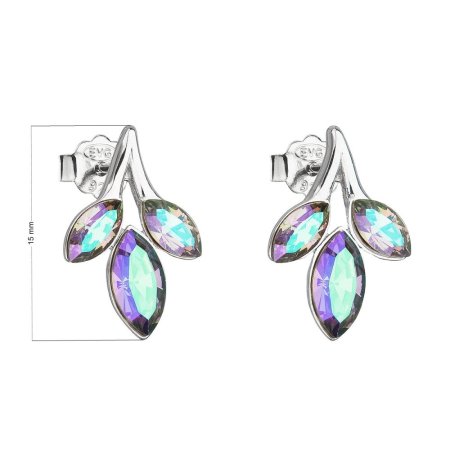 Strieborné náušnice pecka s kryštálmi Swarovski zelená kvietka 31266.5 Paradise Shine