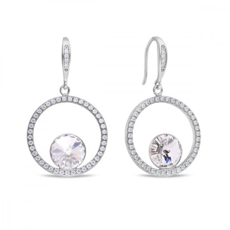Strieborné náušnice číre so Swarovski Element Orbita KWCD1122SS39C Krystal