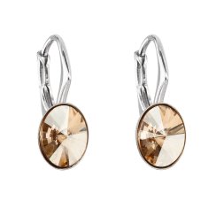 Stříbrné náušnice visací s krystaly Swarovski zlatý ovál 31276.5 Golden Shadow