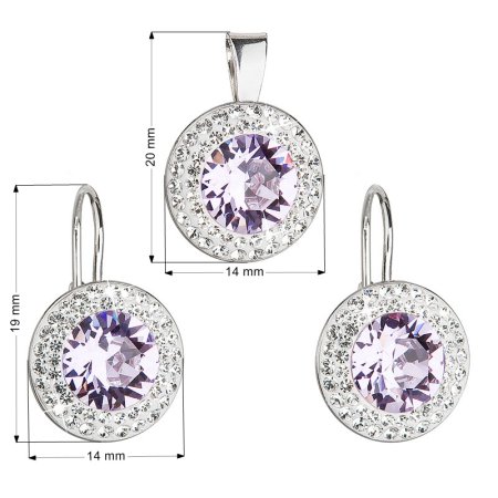Sada šperkov s kryštálmi Swarovski náušnice a prívesok fialovej okrúhle 39107.3 Violet