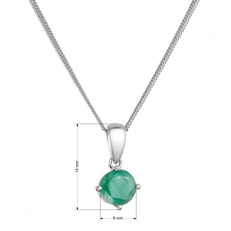 Stříbrný náhrdelník s pravým minerálním kamenem zelený 12080.3 emerald