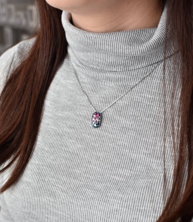 Strieborný prívesok s kryštálmi Swarovski mix farieb obdĺžnik 34194.4 Galaxy