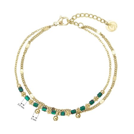 Náramek ocelový s africkým malachitem 43077.3