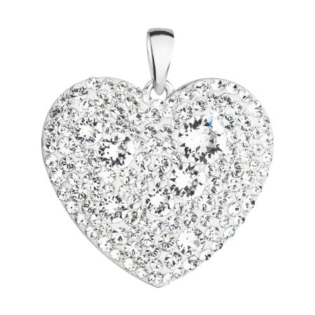 Stříbrný přívěsek s krystaly Swarovski bílé srdce 34243.1 Krystal