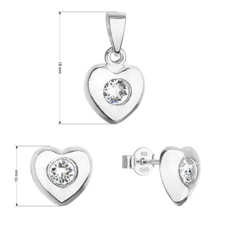 Sada šperků s krystaly Swarovski náušnice a přívěsek bílé srdce 39176.1 Krystal